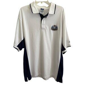 Vintage Reebok NFL Super Bowl XXXVII Polo Shirt XL White/Blue Football Fan Gear